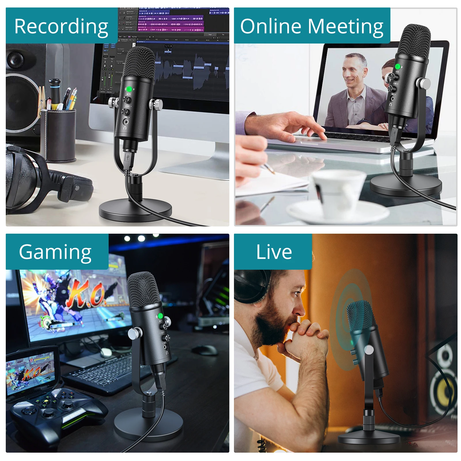 

Professional USB Microphone Condenser microphone Professional Recording Stand microphone PC for computer Laptop YouTube Podcast