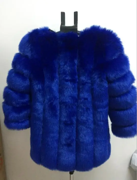blue Зимнее теплое пальто, женское роскошное пальто из искусственного меха, мягкое длинное однотонное пальто, высокое качество, размер M-4XL, плотное пальто, Новинка - Цвет: blue