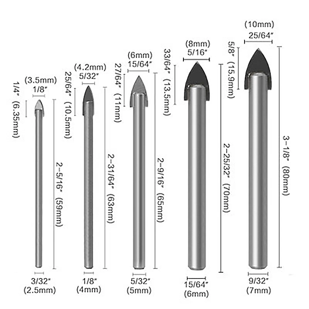 

5pcs Tile Bits Glass Ceramic Concrete Marble Granite Hole Opener Cutter Triangle Multifunctional Ultimate Drill Bit