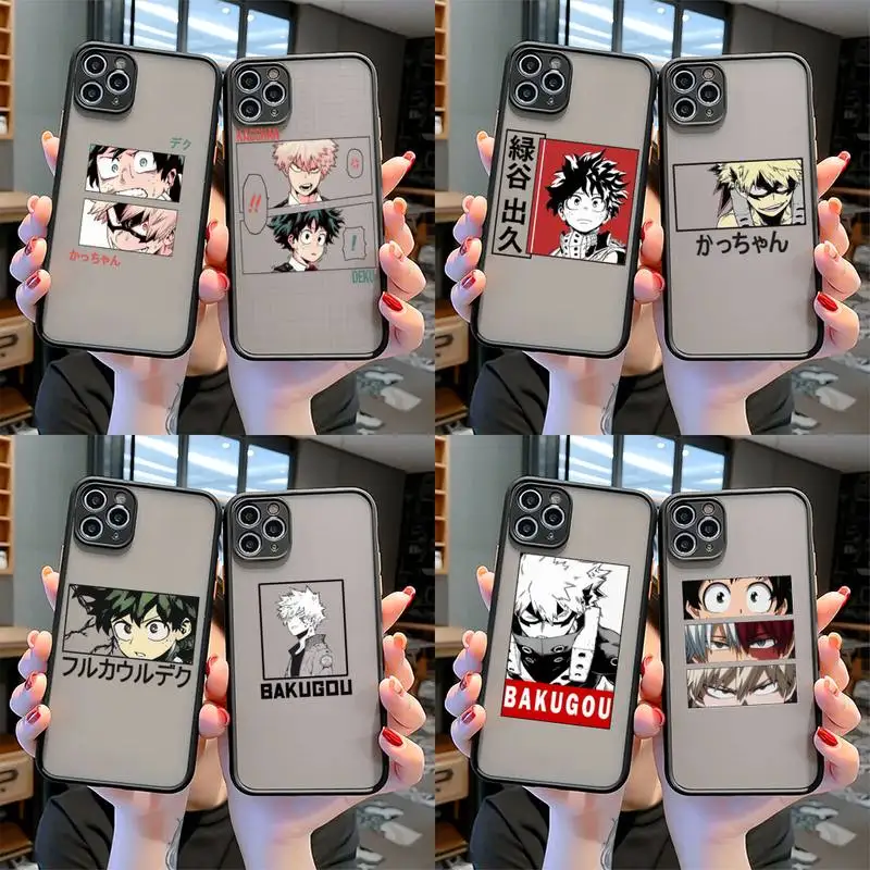 

My Hero Academia Japan anime Black Matte Bumper Case For iphone12 11 Pro Max X XS Max XR 7 8 Plus Shockproof Skin Feel Back Capa