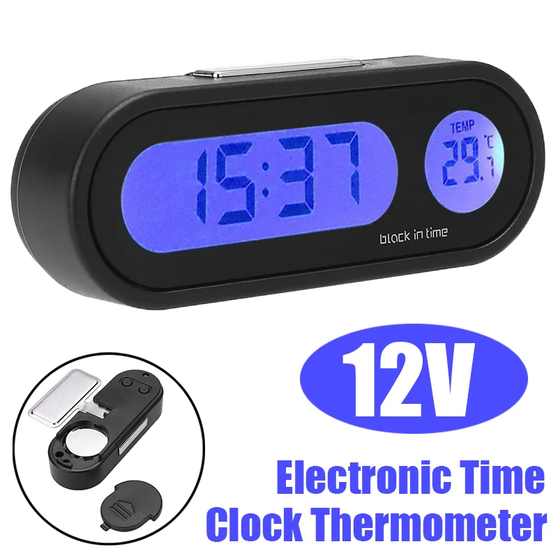 Цифровые Автомобильные часы 2 в 1 светодиодный термометр температура ЖК дисплей