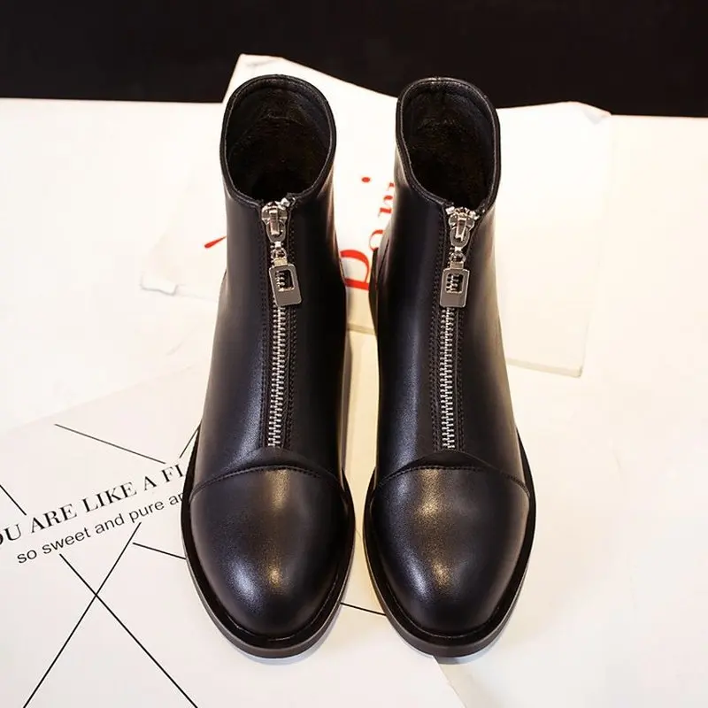 Ботильоны Новинка женские Ботинки martin на молнии спереди тонкие ботинки сезон