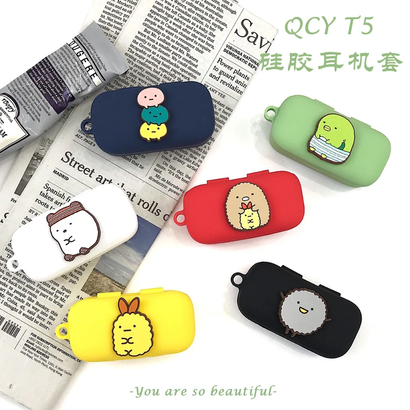 Силиконовый чехол для наушников QCY T5 Противоударные Защитные чехлы с поддержкой