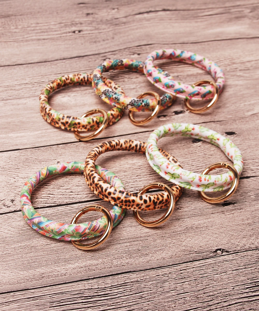 Оптовая продажа кольцо для ключей с принтом оленя браслет Леопардовый брелок