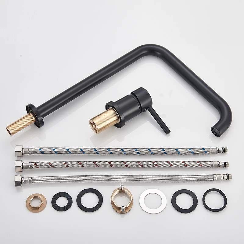 

Rozin Matte Black Basin Faucet 5 Colors Chrome Single Handle Dual Holes Bathroom Crane Deck MountedHot Cold Water Mixer Tap