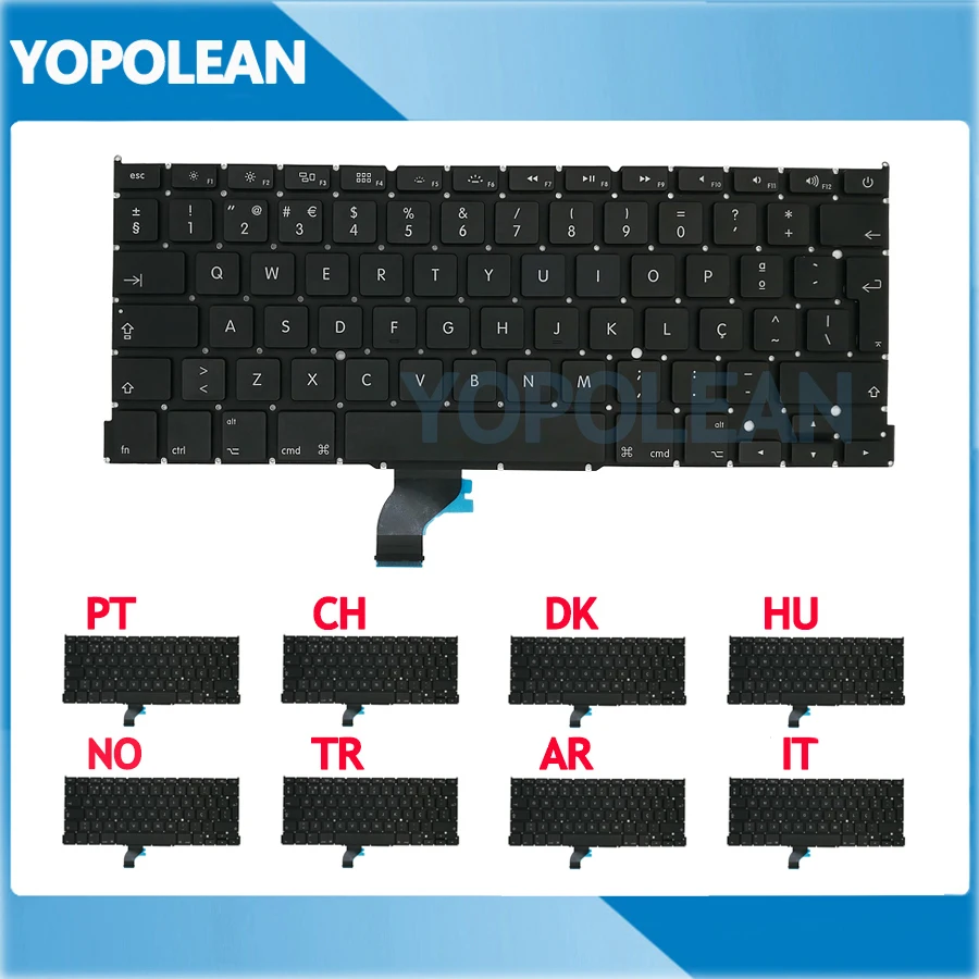 

New Laptop Keyboard For Macbook Pro Retina 13" A1502 Portugal Swiss Denmark Hungary Norway Turkey Arabic Italy Layout 2013-2015