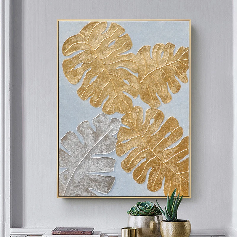 

Hand-painted Abstract Oil Paintings Entrance Painting Modern Dining Room Decorated In Gold Leaf Painting Mural Paintings Light E