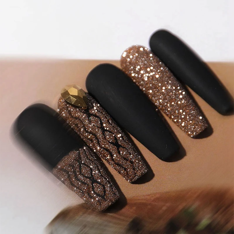 

10Pcs Sparked Holographic Fine Crystal Diamond Drilling Powder Glitter Fragment Acrylic Nail Art DIY, Black & Silver