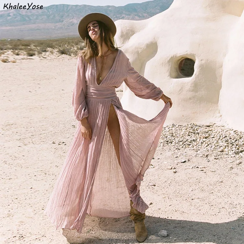 Сексуальное платье макси KHALEE YOSE в богемном стиле Весенние длинные платья хиппи