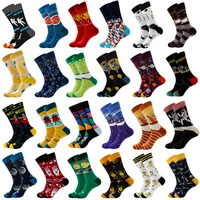 cotton mens socks harajuku cool colorful cartoon funny happy novelty astronaut pizza puzzle streetwear sock for male christmas