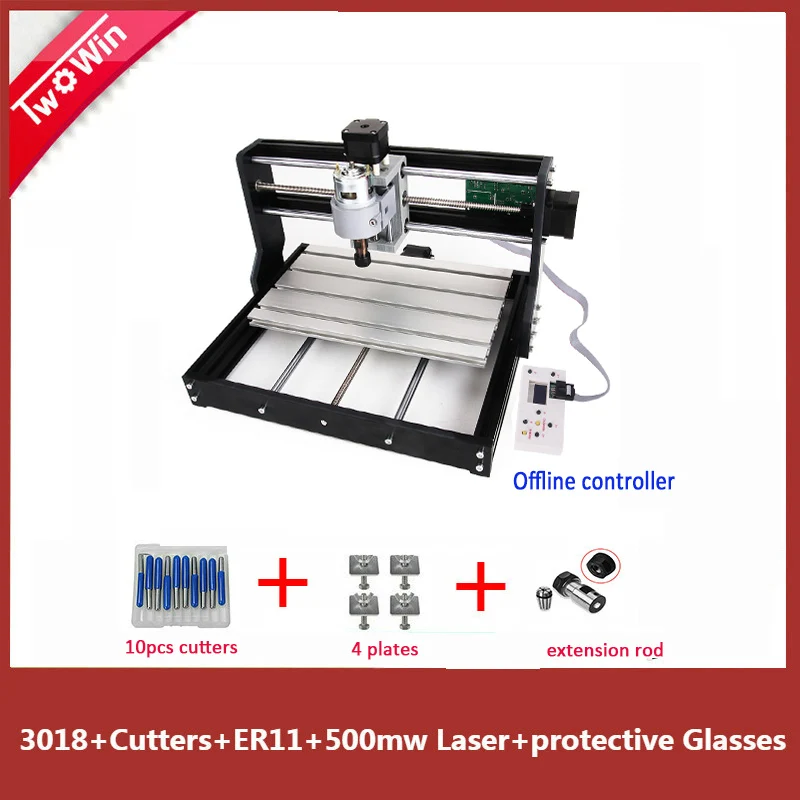 CNC 3018 Pro с автономным управлением, GRBL управления Diy Мини ЧПУ машина, 3 оси pcb фрезерный станок, лазерная гравировка древесины маршрутизатор - Цвет: with ER11