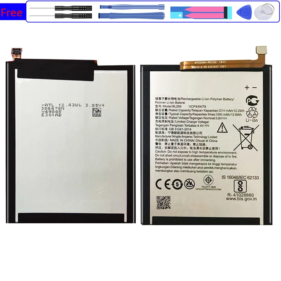 

Battery BL299 3300mAh For Lenovo Z5s Z5 s L78071 6.3 inch Bateria