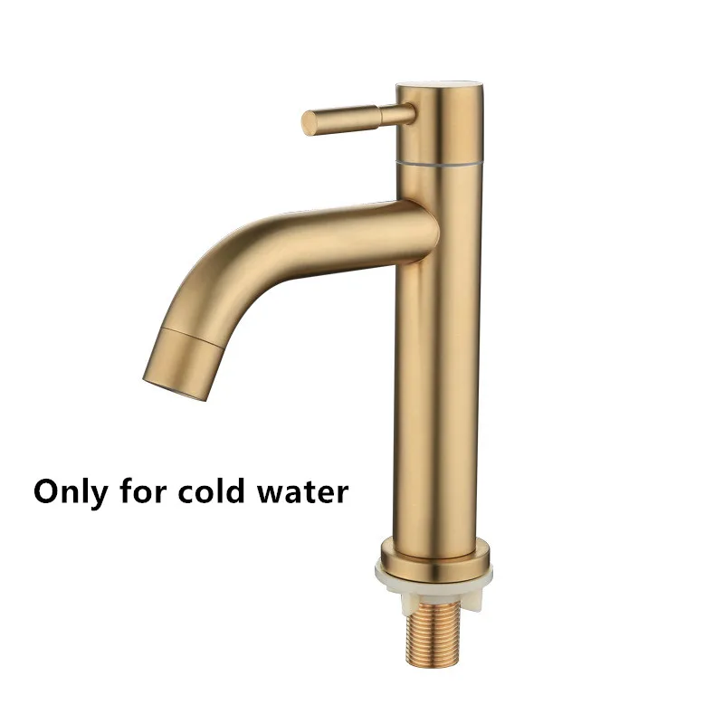 

Stainless steel Brush gold Bathroom Basin faucet Single Cold water single lever basin faucet sink tap basin mixer water tap
