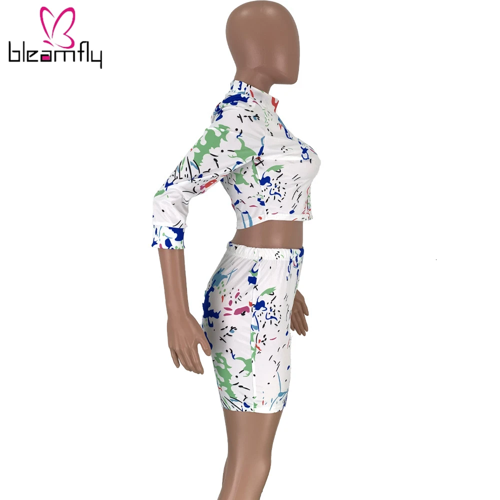 2019 женский новый рисунок на тему осени принт стойка Шея тройник топ и брюки