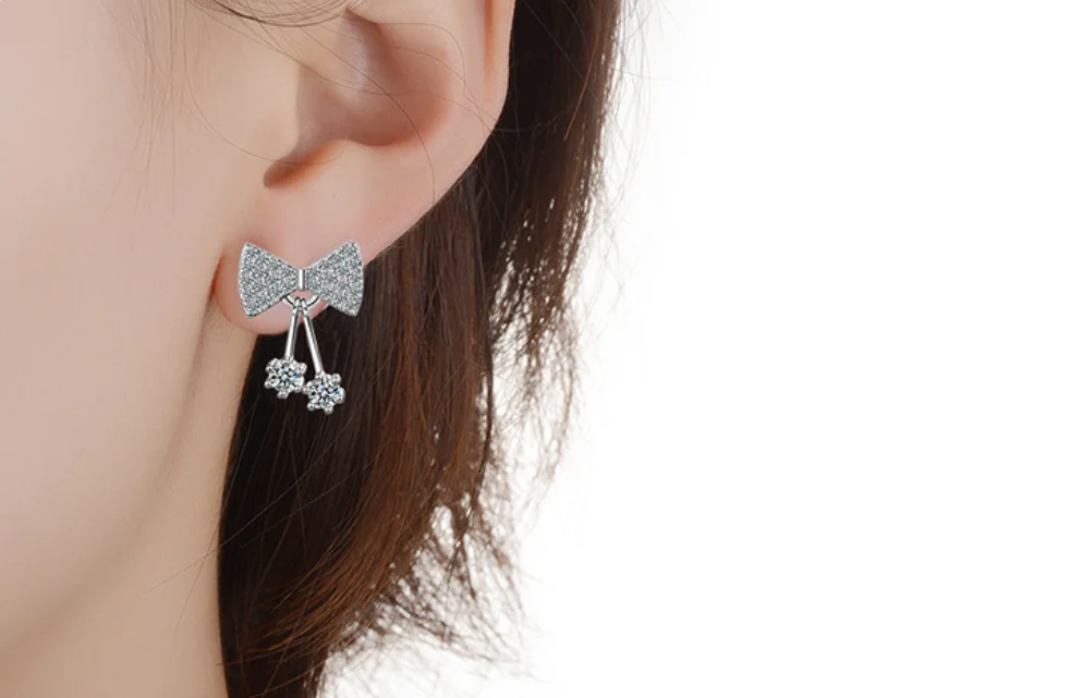 

BLC-24 Korean fashion exaggerated temperament luxury super flash diamond three-dimensional bow Korean stud earrings