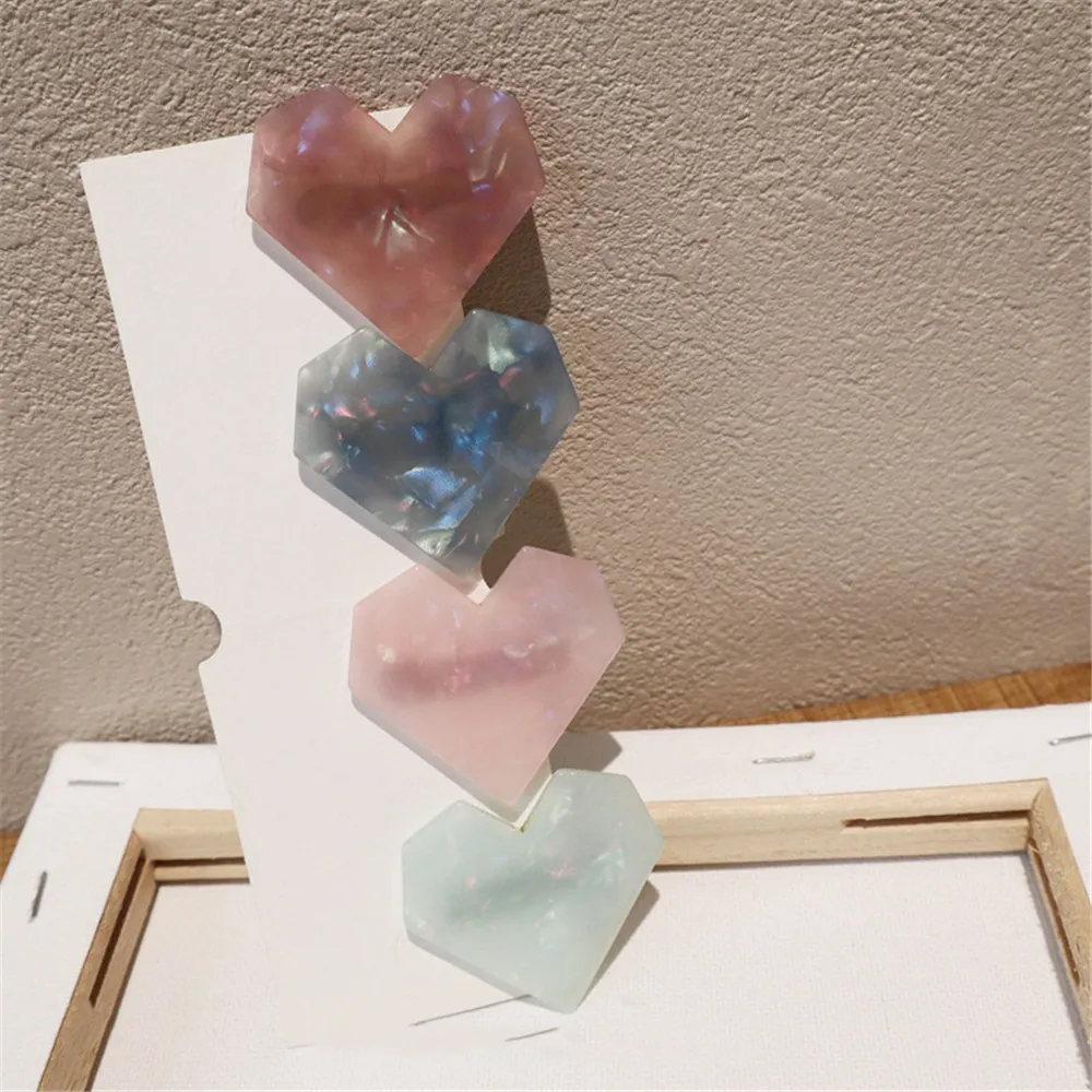 Модные резиновые заколки для волос в форме сердца женщин шпильки блестящие