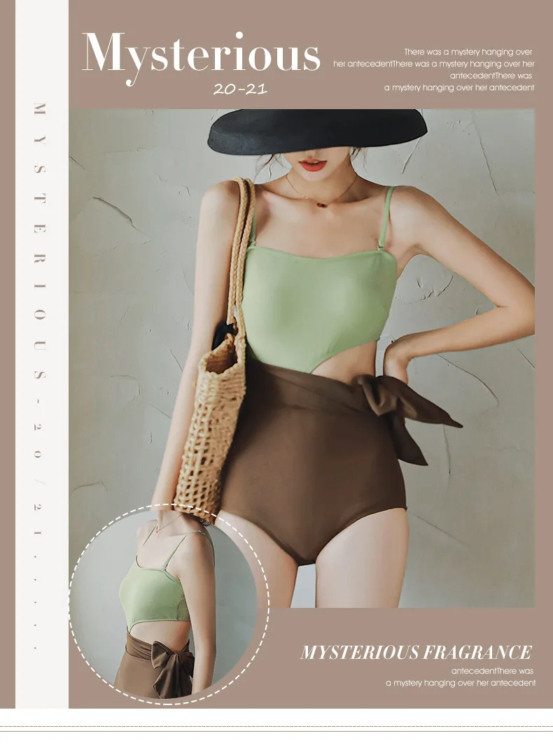 Костюм для плавания в Корейском стиле девушек с простым облегающим поясом