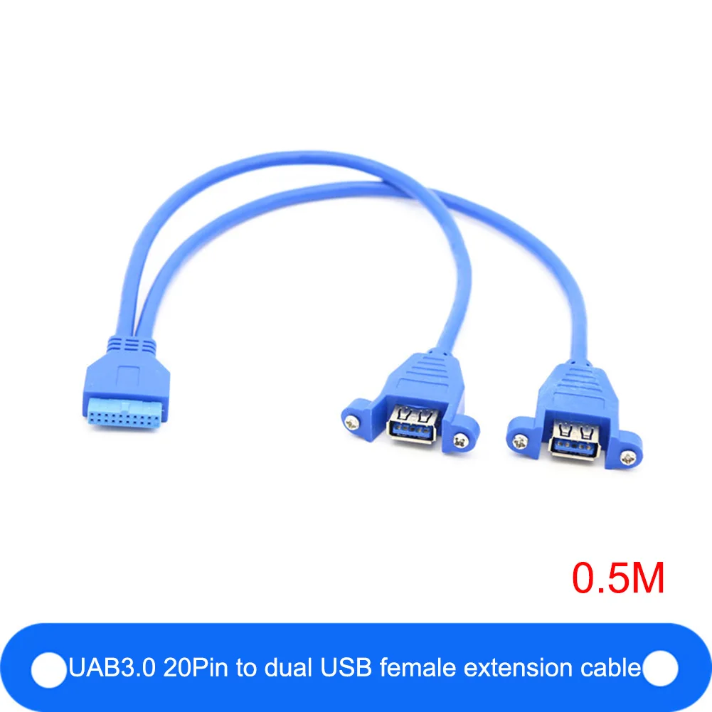 Motherboard Mainboard 20Pin USB3.0 Female to Dual USB 3.0 A Data Cable Cord Panel Mount 50cm PC DIY Host Case | Компьютеры и офис