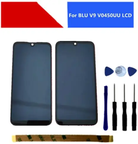 Дисплей LCD с сенсорным экраном и сборкой цифрового дигитайзера для BLU V9 V0450UU с инструментами замены + наклейка 3M.