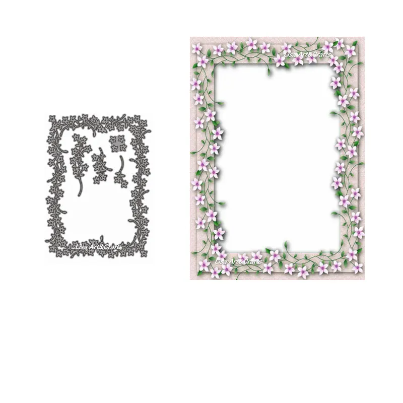 Трафарет большого размера с цветами и рамкой металлическая форма для вырезания скрапбукинга сделай сам