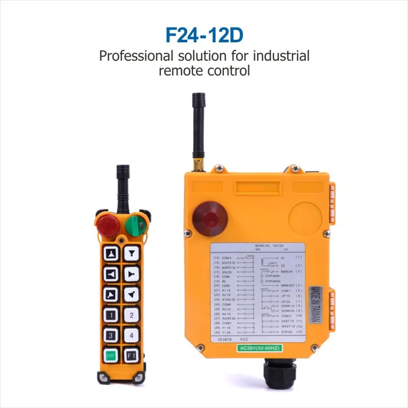 

F24-12D 12 Channels 2 Speeds Hoist Crane Wireless Radio Remote Control 1 Transmitter 1 Receiver