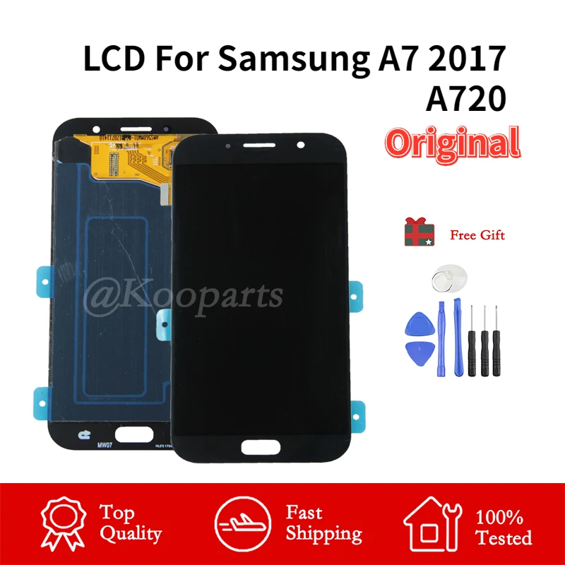

Original AMOLED Replacement LCD Display For Samsung Galaxy A7 2017 A720 A720F Touch Screen Digitizer Assembly Burn-Shadow Gift