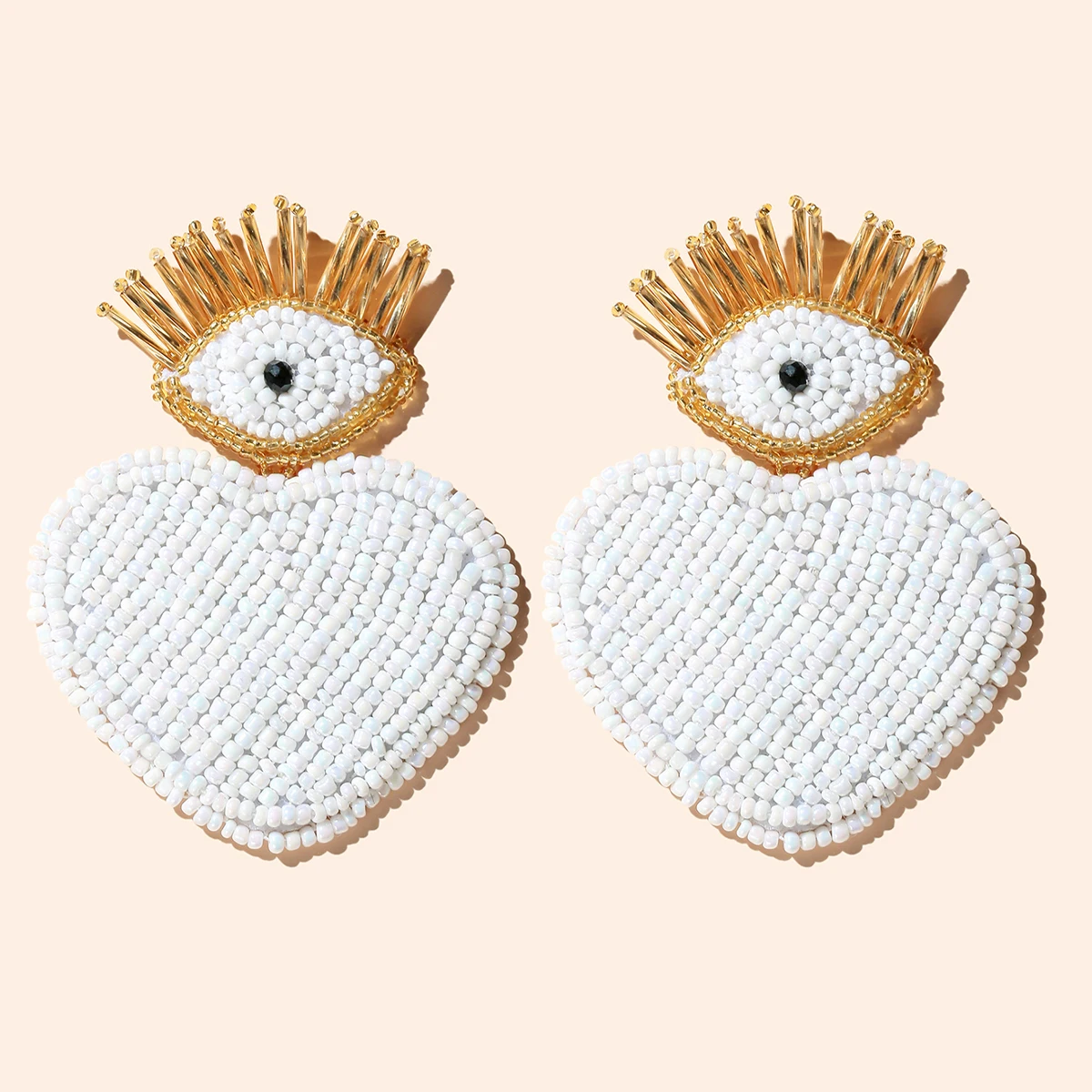 

Bohemian Party Travel Birthday Party Personality Fashion Eyes Peach Heart Rice Beads 2020 Trendy Earrings