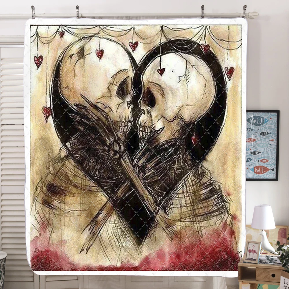 

Heart Skull Bedspread Love Bedding soft Brown Adult Home Textiles 150x200cm