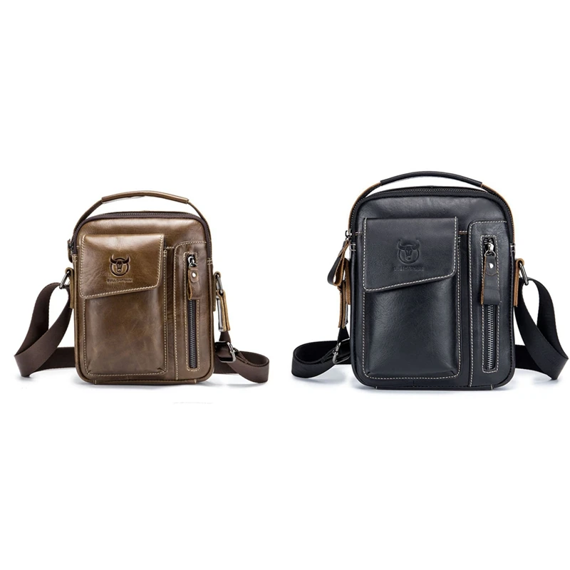 

Сумка-мессенджер BULLCAPTAIN мужская из натуральной кожи, винтажный саквояж кросс-боди, коричневый/черный, 2 шт.