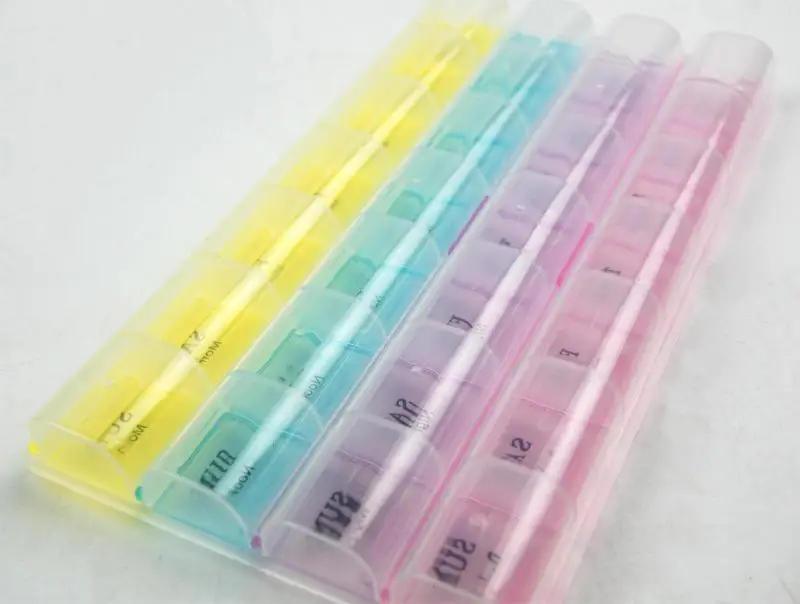 

Home Storage Box Transparent 28 Compartment Lid Tablet Pill Box Holder Medicine Storage Organizer- 4 Layer Storage Containers