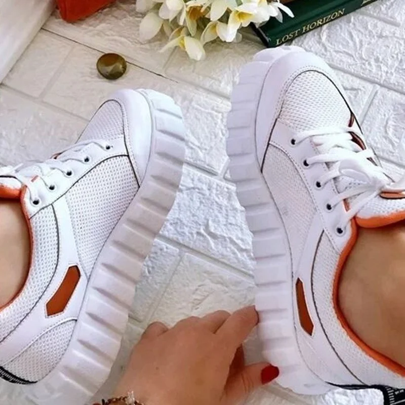 

Women Shoes Breathable Mesh Sneakers Lady Casual Platform Flat Shoes Women Lace Up Vulcanized Shoes Daily Sport Walking Shoes