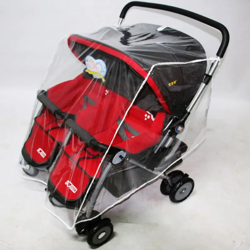 

Infant Stroller Raincoat for Twins Baby Pushchairs Rain Cover Clear Stroller Raincoat Wind Dust Shield