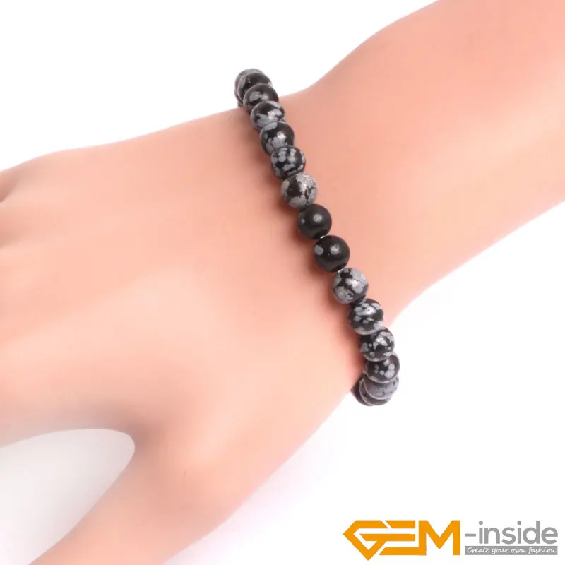 Браслет из натурального обсидиана и снежинок Jaspers браслет камня Energy DIY ювелирные