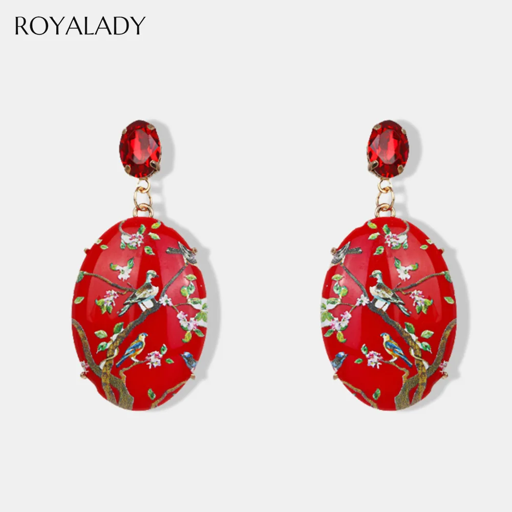 Модные висячие серьги в китайском стиле с граффити этнические очаровательные