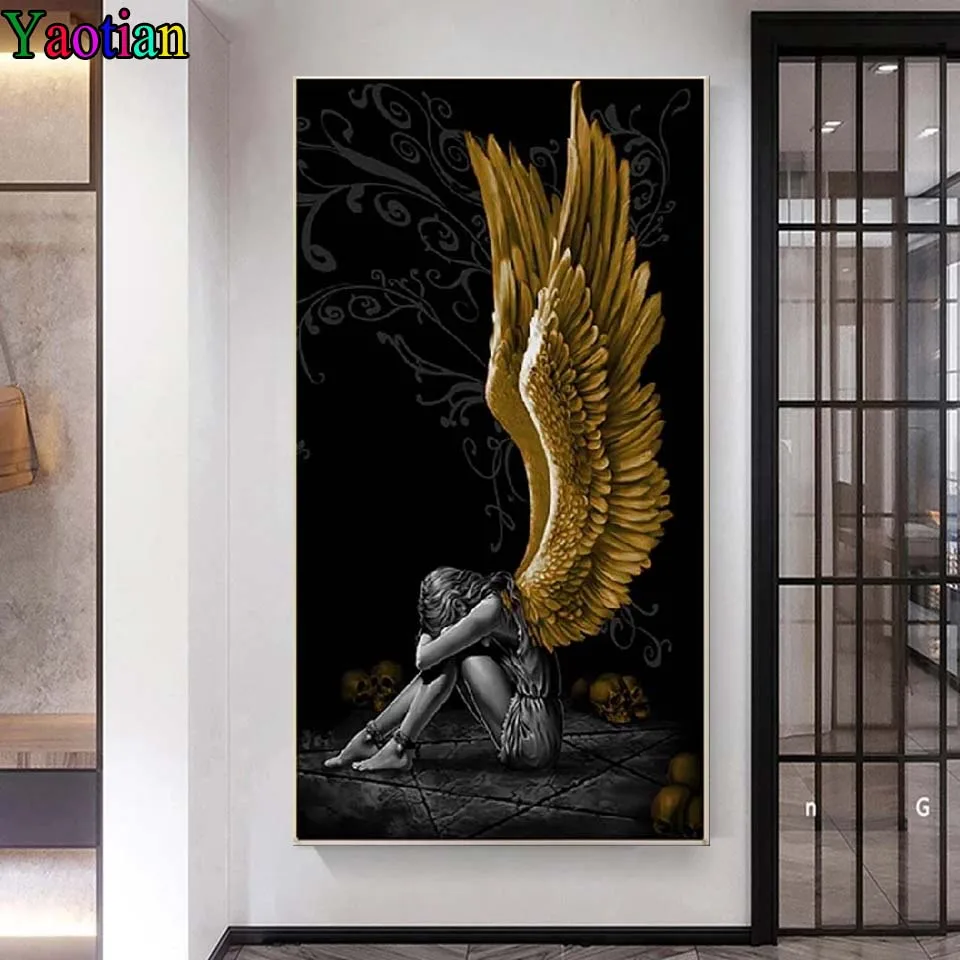 

Sad angel Paintings Diamond embroidery Large Size Full Drill Square/Round 5D Diamond Painting Mosaic Needlework Paintings