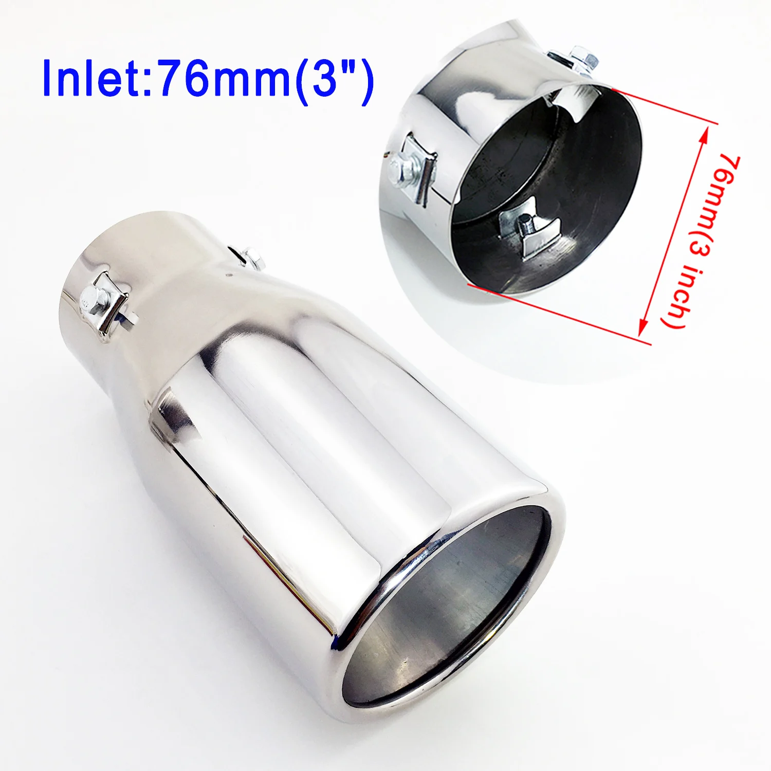 

Chrome Car Tail Exhaust Muffler Rear Pipe Tip Cover 3" 76mm Inlet Auto silencer Cover Exterior Accessories