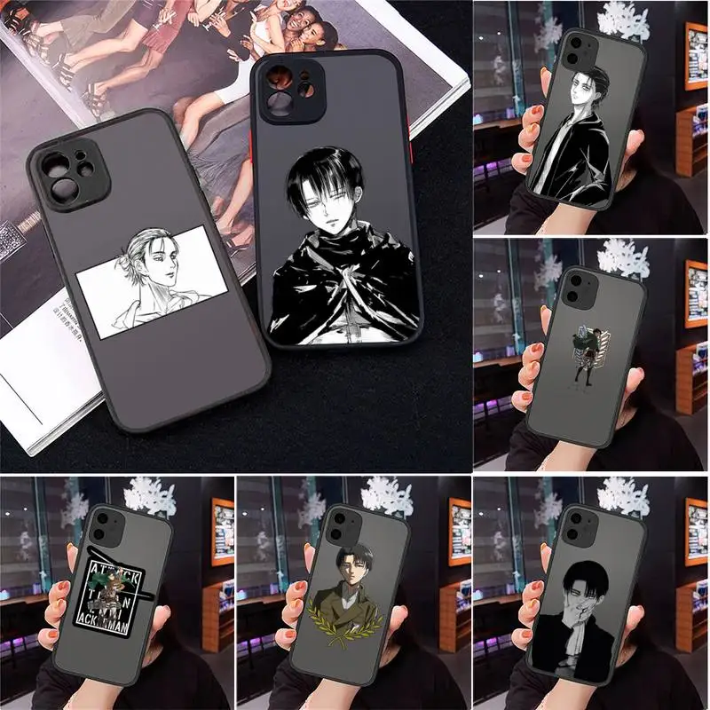 

Anime attack on Titan Phone Case For iPhone 12 11 Mini Pro XR XS Max 7 8 Plus X Matte transparent cover