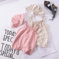 2pcs newborn infant baby girl romper 2021 sumemr new fahsion heart printed jumpsuit bodysuit and cute sunhat girl clothes suit