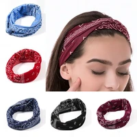print headband paisley twisted stretchable bandana womens hair wrap twisted