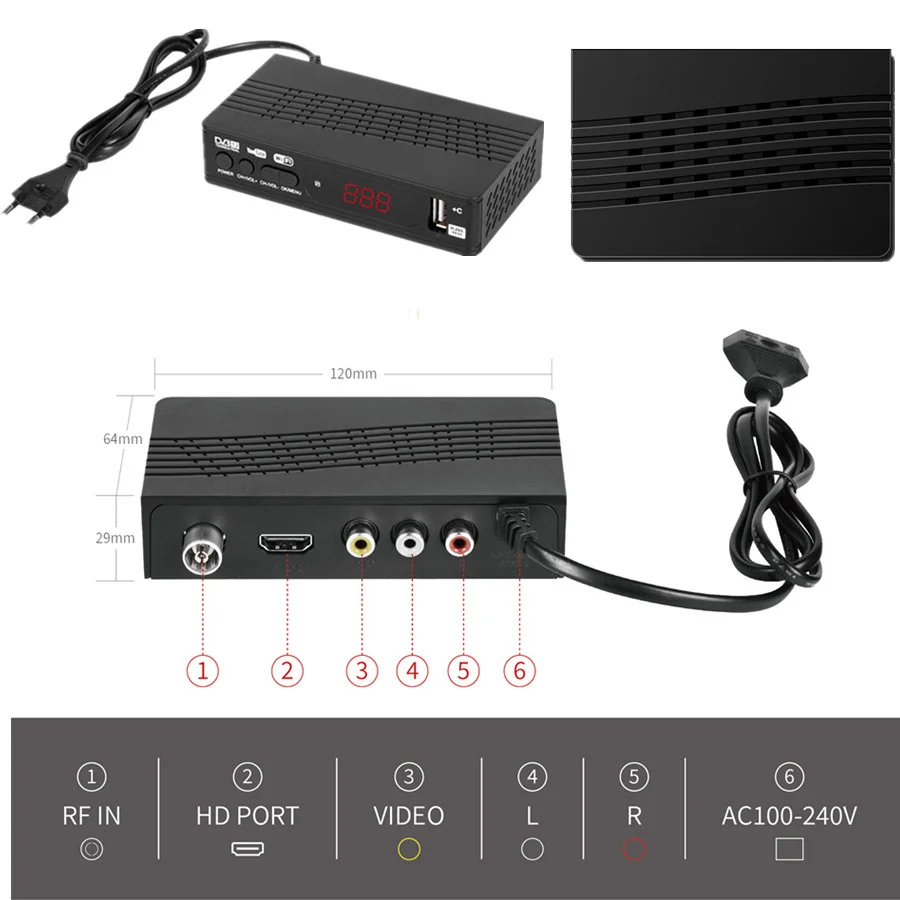 DVB-T2 TV Tuner Box DVB T2 for Digital Receptor Wifi Receiver DVBT2 DVB-C Set-top H.265 HEVC AC3 HD C |