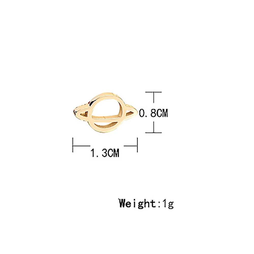 Серьги-гвоздики из нержавеющей стали изящное золото космос Вселенная Сатурн