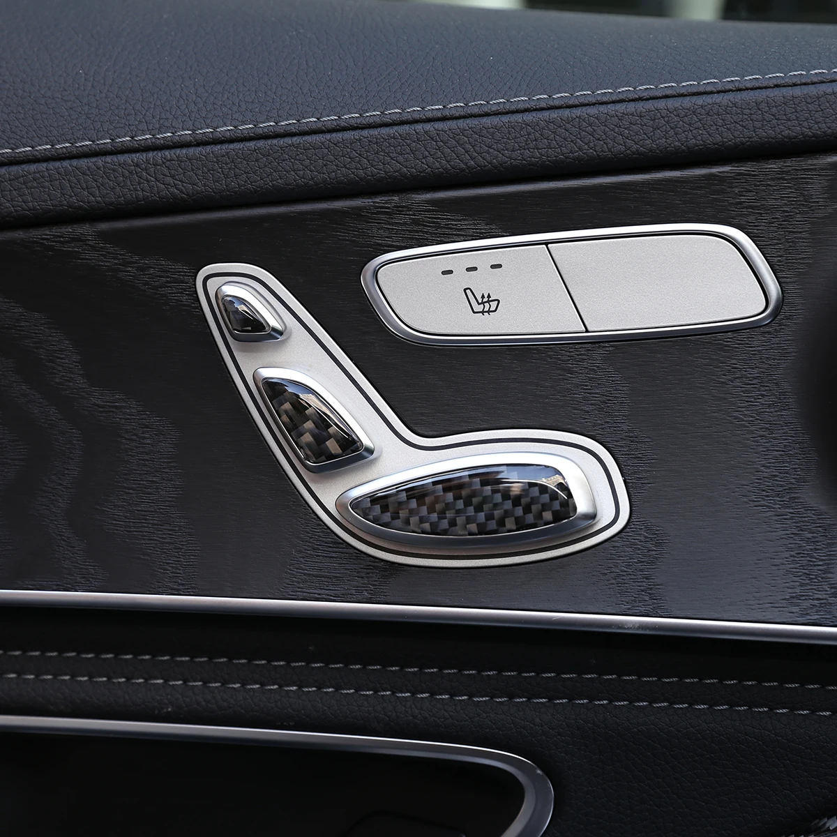 3D наклейка на кнопку сиденья из мягкого углеродного волокна с блестками для Mercedes