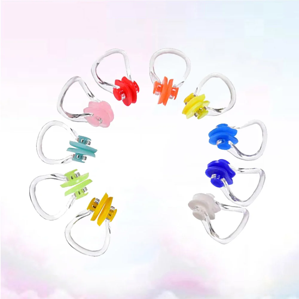 

10PCS Comfortable Silicone Swimming Nose Clip Reusable Surfing Diving Swim Nose Clips for Adults Children(Random Color)