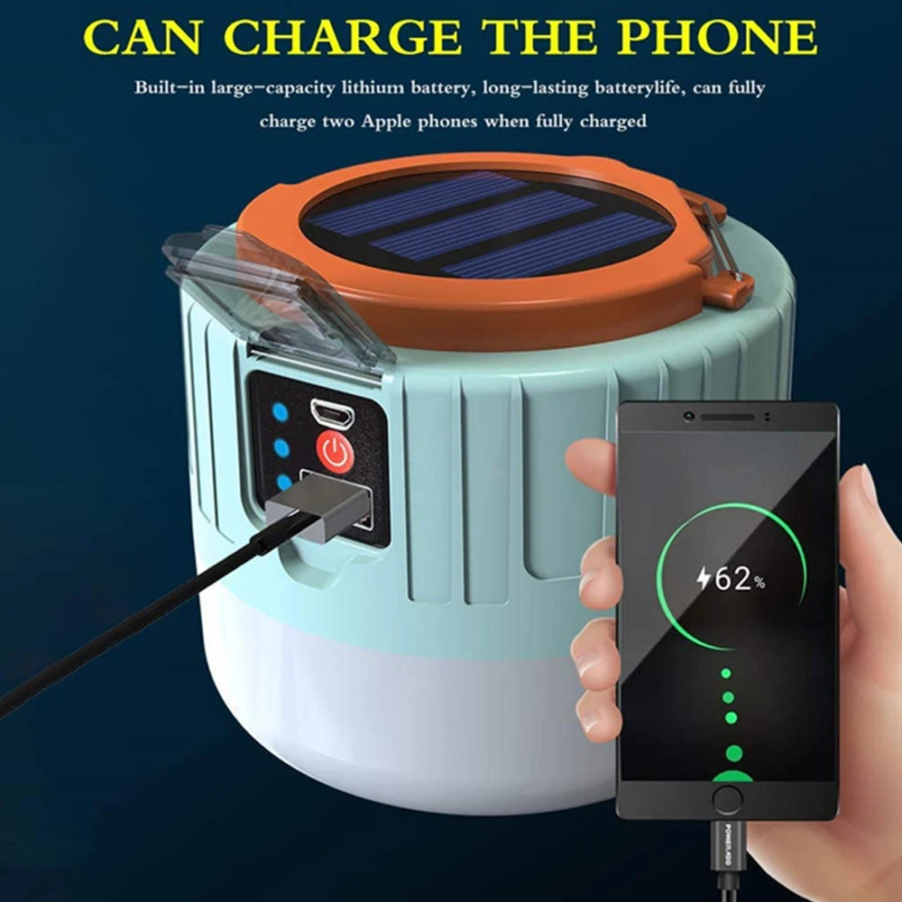 

300W Solar Lantern Camping Light Power Bank Tent Camping Lamp Waterproof USB Portable Lanterns Outdoor Emergency Lamp LED Bulb