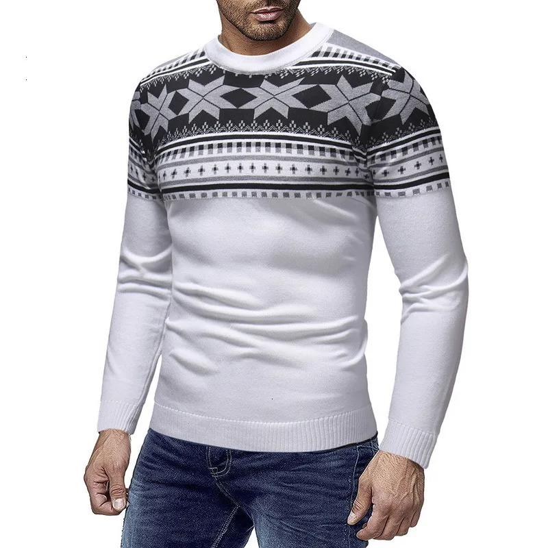 Christmas Cotton Printing Sweater Men 2019 Autumn Winter Jersey Jumper Pullover O-neck Knitted Sweaters | Мужская одежда