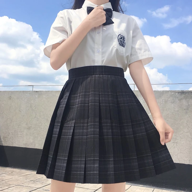 [Карбоновый серый] летние плиссированные юбки с высокой талией для девочек