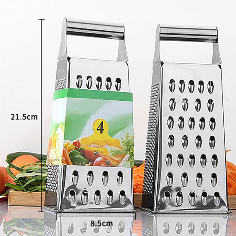 

4 Sided Food Grater Stainless Steel Box Cheese Carrot 1pc Tool Portable