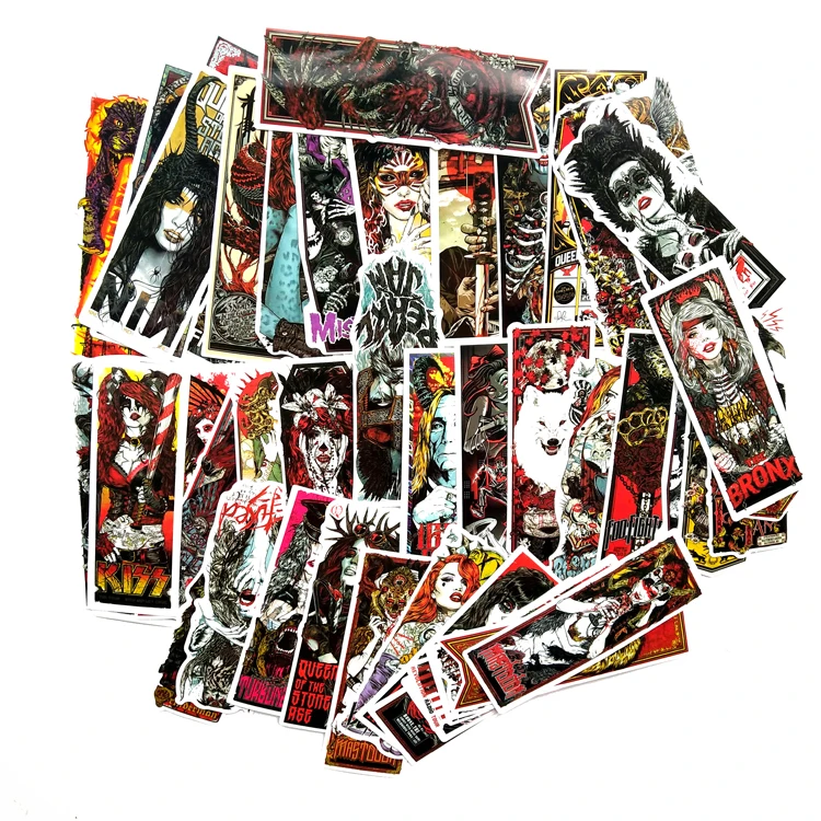 Хит 50 шт./лот классные готические наклейки в стиле террора рок скелет темный