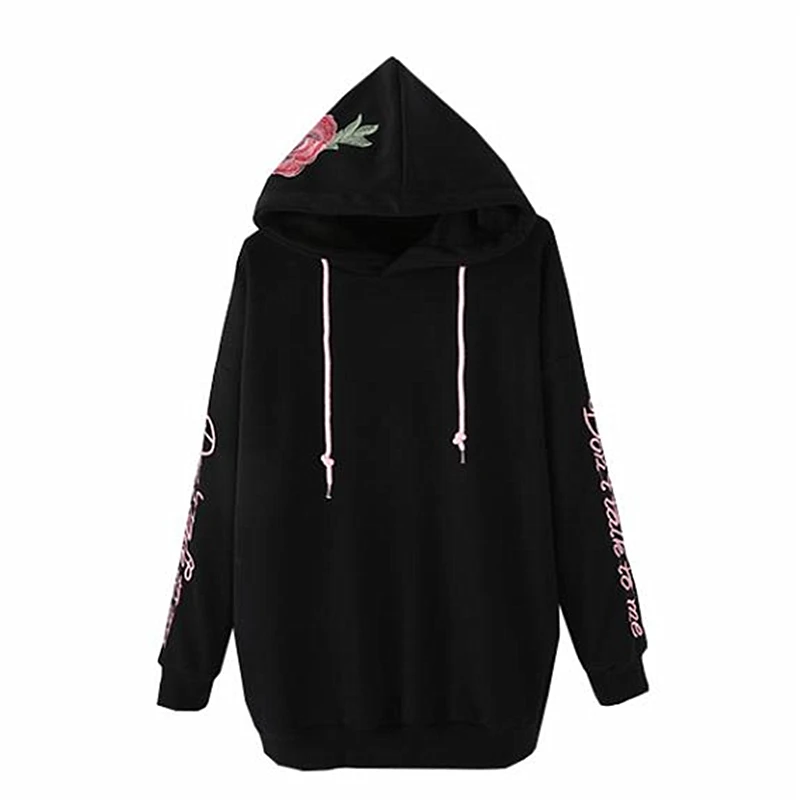 Женские толстовки с длинными рукавами и цветочной вышивкой повседневная куртка