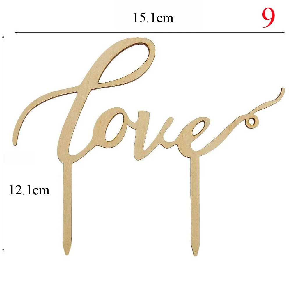 9 "Mr and Mrs" Vintage Rustic Wedding Cake Topper Laser Cut Wood Letters DIY Wedding Cake Decor Favors Supplies Engagement Gifts - Цвет: 9